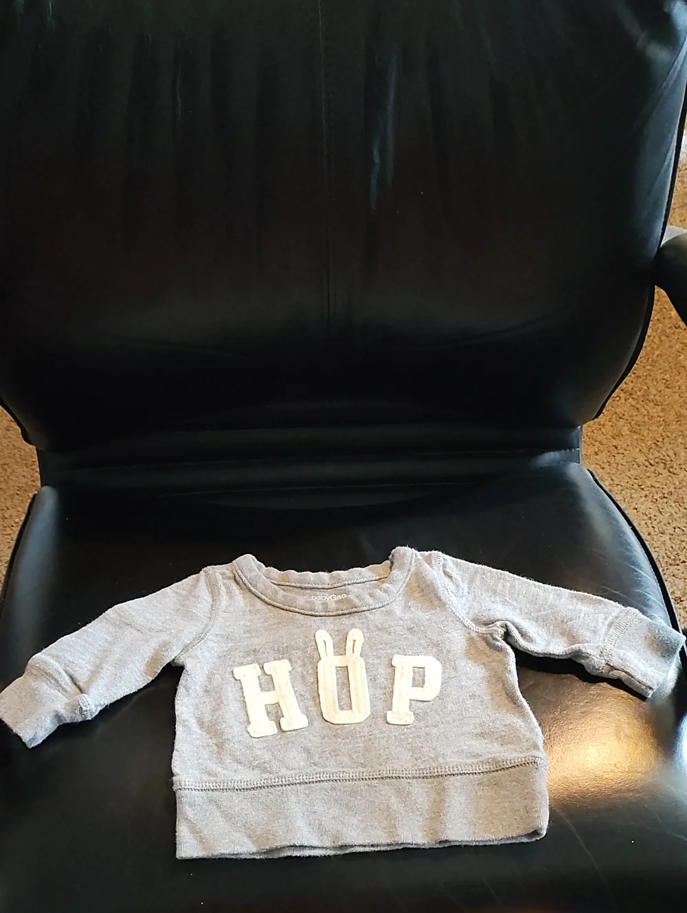 Baby GAP Light Gray Sweatshirt with White 'HOP' Appliqué 3-6 Months
